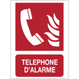 Panneau Picto + Texte Téléphone d'Alarme Incendie - ISO 7010