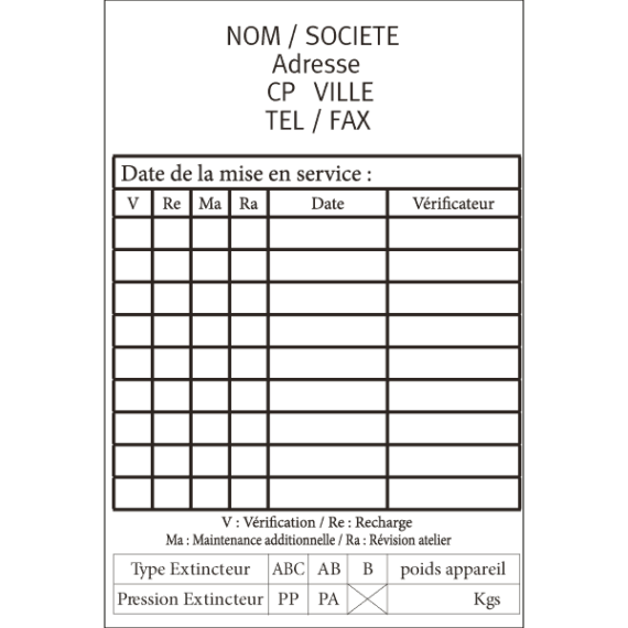 Étiquette Maintenance des Appareils Personnalisable - À remplir - 80X120mm