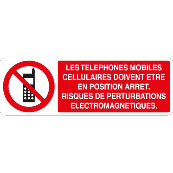 Panneau Téléphones Interdits Risques de Perturbations Électromagnétiques