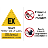 Panneau Danger ATEX Catégorie 1 - Accès et Flamme Nue Interdite