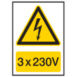 Panneau 3x230V - Flèche Danger Électrique