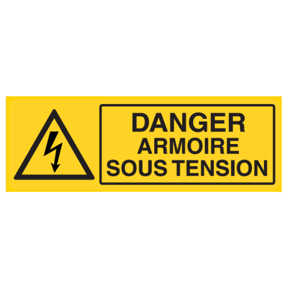 Panneau Danger Armoire Sous Tension - Flèche Danger Électrique