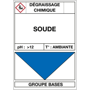 Étiquette Cuve Dégraissage Chimique Soude