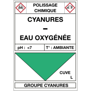 Étiquette Cuve Polissage Chimique Cyanures / Eau Oxygénée