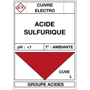 Étiquette Cuve Cuivre Électro Acide Sulfurique