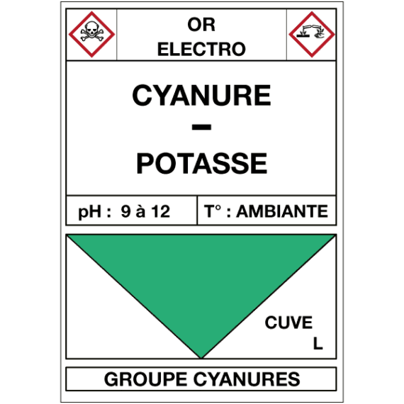 Étiquette Cuve Or Électro Cyanure / Potasse