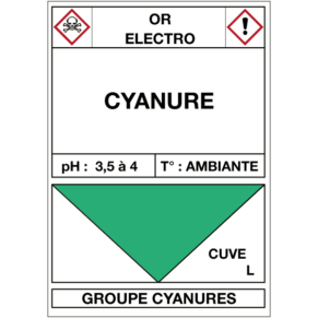 Étiquette Cuve Or Électro Cyanure