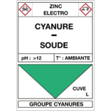 Étiquette Cuve Zinc Électro Cyanure / Soude