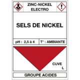 Étiquette Cuve Zinc-Nickel Électro Sels de Nickel