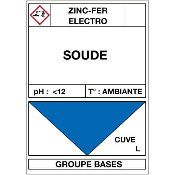 Étiquette Cuve Zinc-Fer Électro Soude