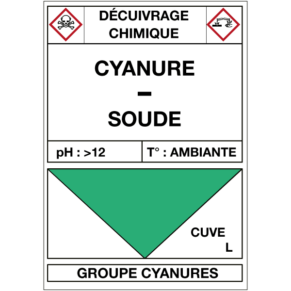 Étiquette Cuve Décuivrage Chimique Cyanure / Soude