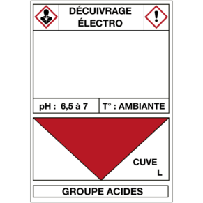 Étiquette Cuve Décuivrage Électro