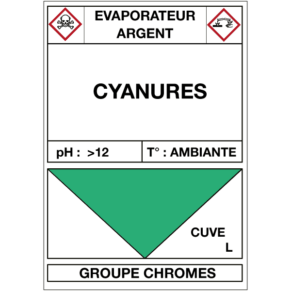 Étiquette Cuve Évaporateur Argent Cyanures