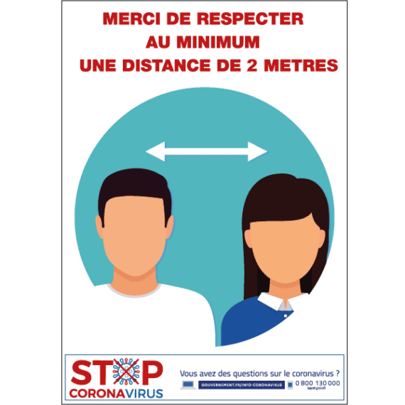 Panneau Respecter Au Minimum Une Distance De 2m