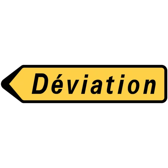 Panneau Déviation à Gauche - KD22a ROUT-0020
