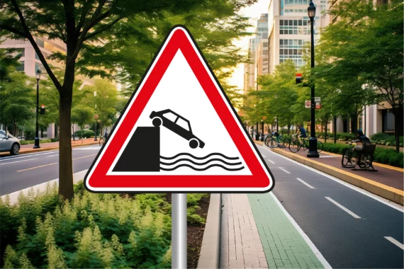 Panneau Danger Débouché sur un Quai ou une Berge - A20 ROUT-0055