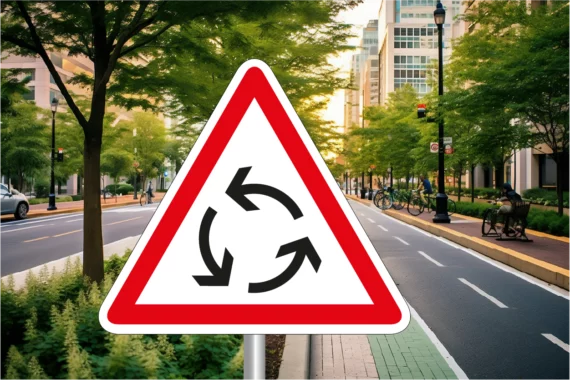 Panneau Danger Carrefour à Sens Giratoire - AB25 ROUT-0059