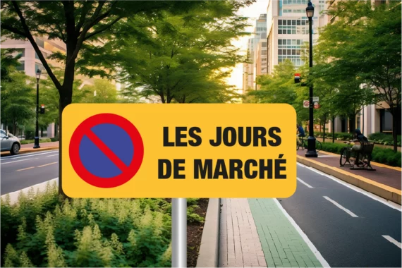 Panneau Stationnement Interdit les Jours de Marché ROUT-0173