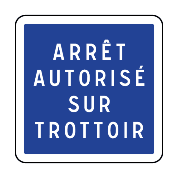 Panneau d'Indication Arrêt Autorisé sur Trottoir - C50