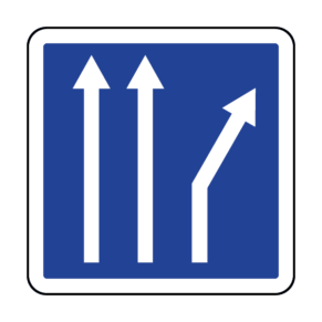 Panneau d'Indication de Conditions Particulières de Circulation (voie de droite tournant à droite)