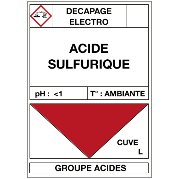 Étiquette Cuve Décapage Acide Sulfurique CUV-0034