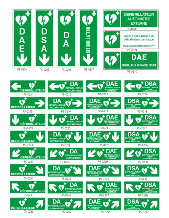 Panneau Défibrillateur en Bas à Gauche PS-0227