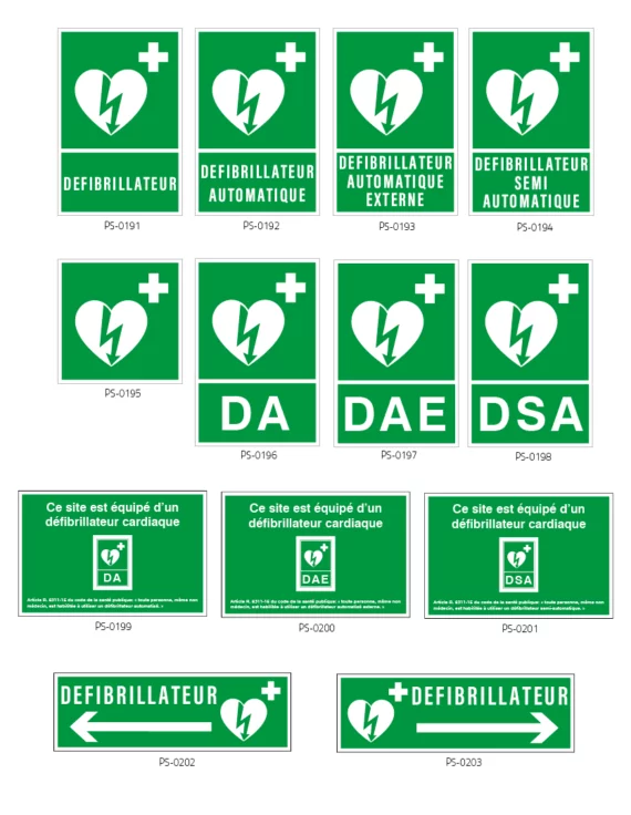 Panneau Défibrillateur en Bas à Gauche PS-0227