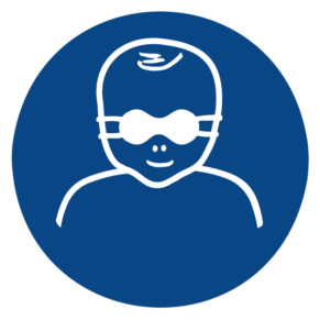 Signalétique Protection Opaque des Yeux Obligatoire pour les Enfants en Bas Âge ISO 7010 - M025