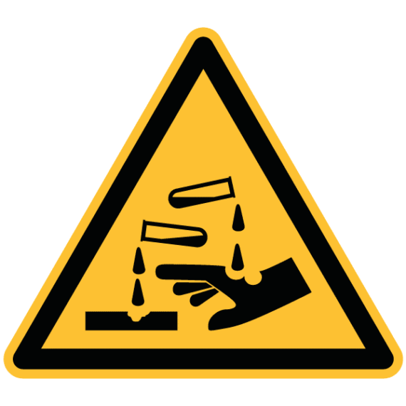Signalétique Danger Substances Corrosives ISO 7010 - W023