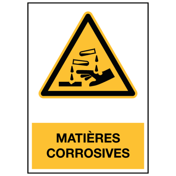 Panneau Matières Corrosives ISO 7010 - W023