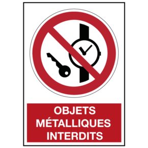 Panneau Objets Métalliques Interdits ISO 7010