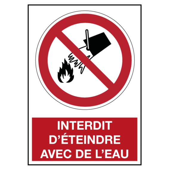 Panneau Interdit d'Éteindre avec de l'Eau