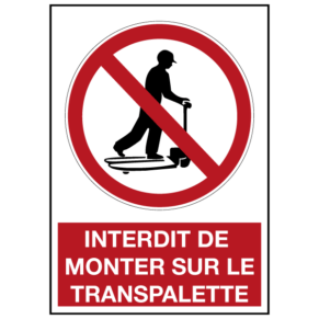 Panneau Interdit de Monter sur le Transpalette ISO 7010