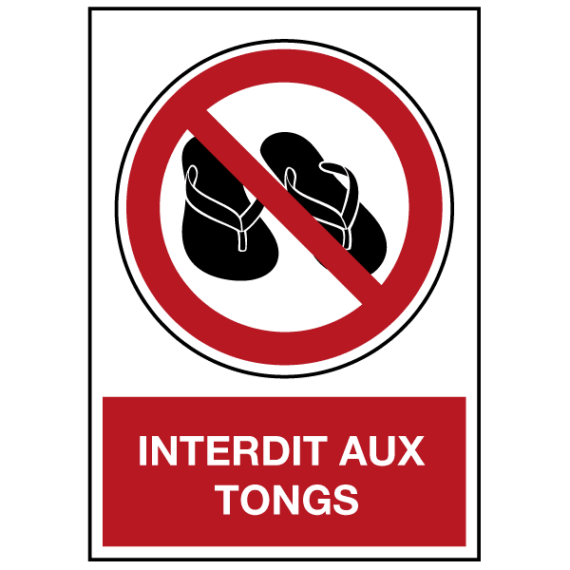 Panneau Interdit aux Tongs ISO 7010