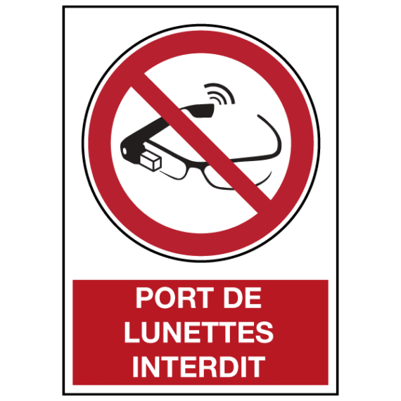 Panneau Port de Lunettes Interdit ISO 7010