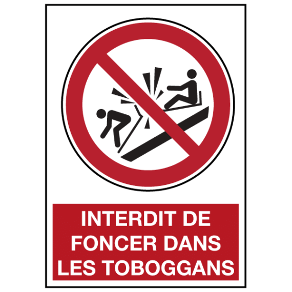 Panneau Interdit de Foncer dans les Toboggans ISO 7010