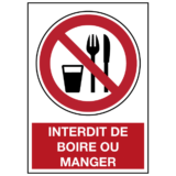 Panneau Interdit de Boire ou Manger ISO 7010