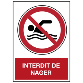 Panneau Interdit de Nager ISO 7010