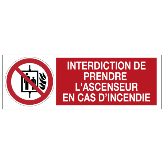 Panneau Interdiction de Prendre l'Ascenseur en cas d'Incendie ISO 7010