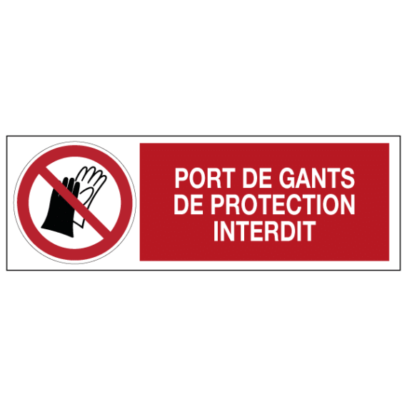 Panneau Port de Gants de Protection Interdit ISO 7010