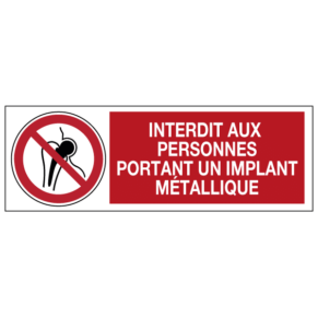 Panneau Interdit aux Personnes Portant un Implant Métallique ISO 7010