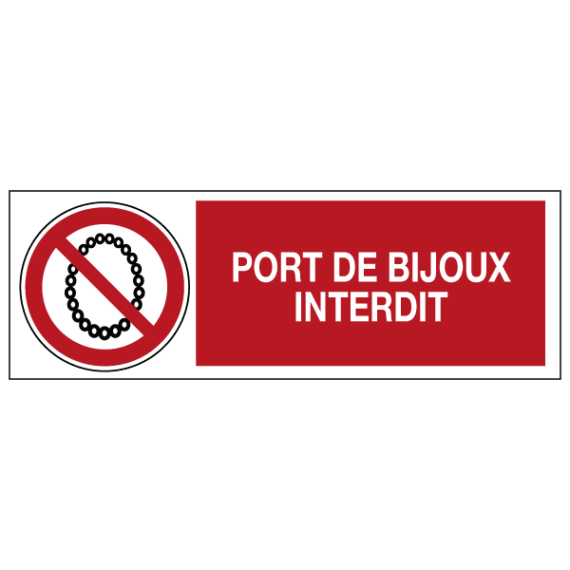 Panneau Port de Bijoux Interdit ISO 7010