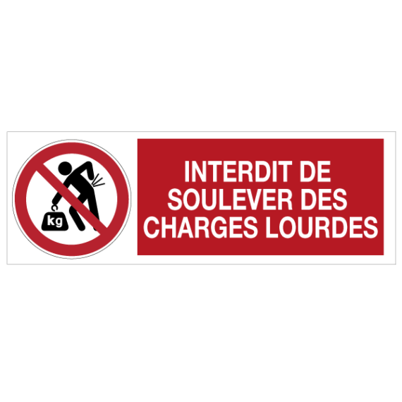 Panneau Interdit de Soulever des Charges Lourdes ISO 7010
