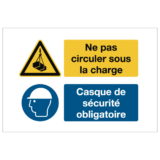 Consignes de Sécurité Ne Pas Circuler sous la Charge - Casque de Sécurité Obligatoire ISO 7010