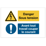 Consignes de Sécurité Danger Sous Tension - Avant Tout Travail Couper le Courant ISO 7010