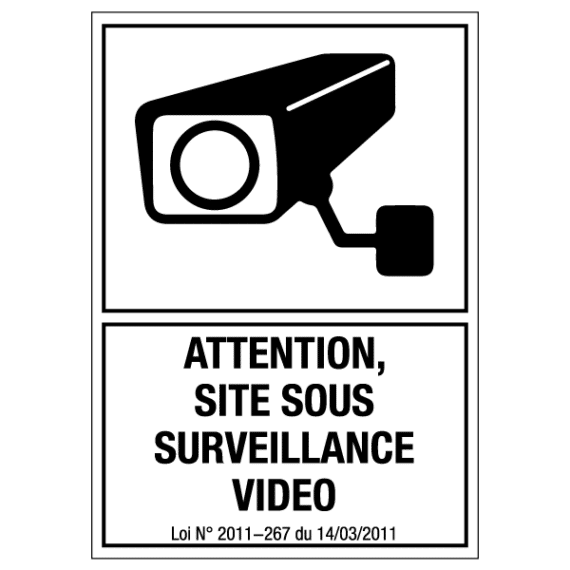 Panneau Attention, Site Sous Surveillance Vidéo SECU-0001