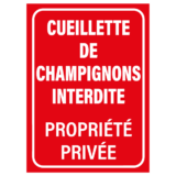 Panneau Cueillette de Champignons Interdite - Propriété Privée